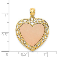 14K Two-tone Polished Lace Trim Heart Pendant-K5850