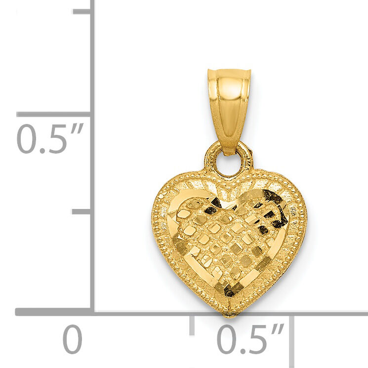 14k Diamond-cut Lattice Heart Pendant-K5855