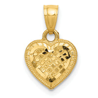 14k Diamond-cut Lattice Heart Pendant-K5855