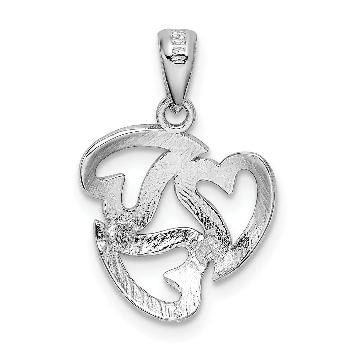 14k White Gold Polished Cut-out 3-Heart Pendant-K5857
