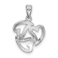 14k White Gold Polished Cut-out 3-Heart Pendant-K5857