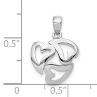 14k White Gold Polished Cut-out 3-Heart Pendant-K5857
