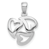 14k White Gold Polished Cut-out 3-Heart Pendant-K5857