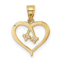 14k 2-CZ Cut-out Heart Pendant-K5863