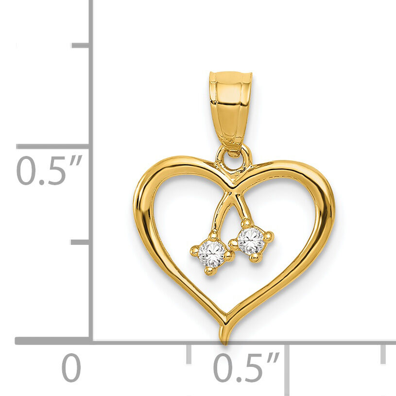 14k 2-CZ Cut-out Heart Pendant-K5863