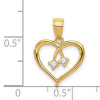 14k 2-CZ Cut-out Heart Pendant-K5863
