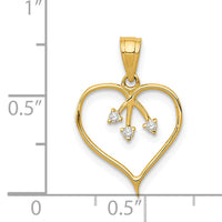 14k 3-CZ Cut-out Heart Pendant-K5864