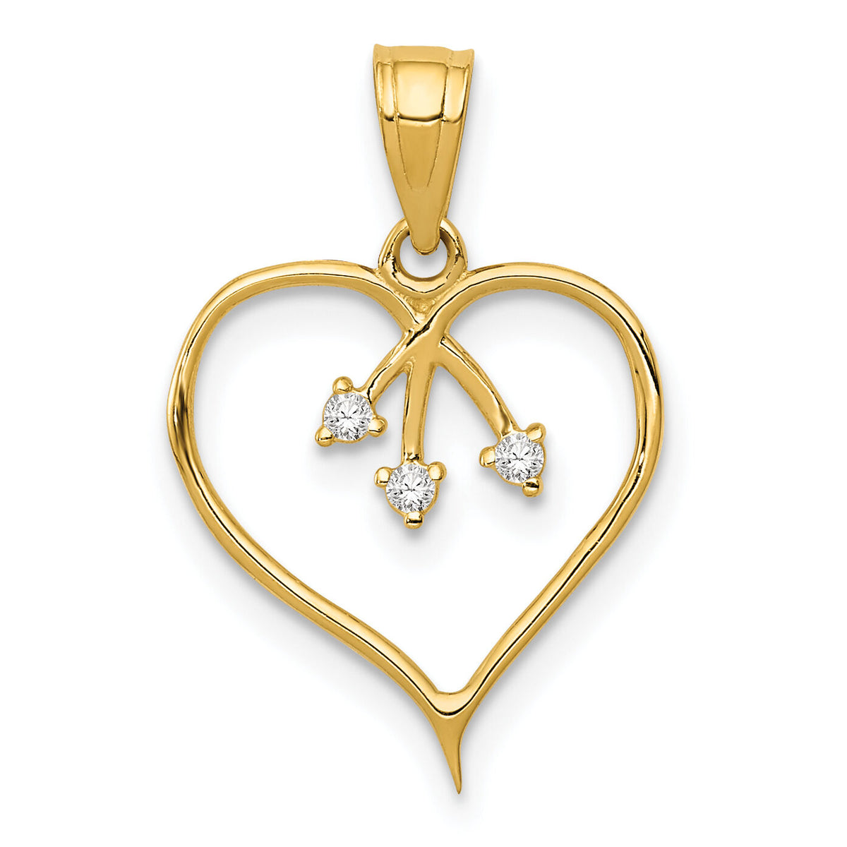 14k 3-CZ Cut-out Heart Pendant-K5864