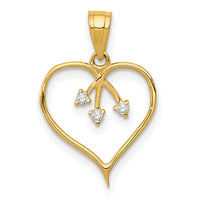 14k 3-CZ Cut-out Heart Pendant-K5864