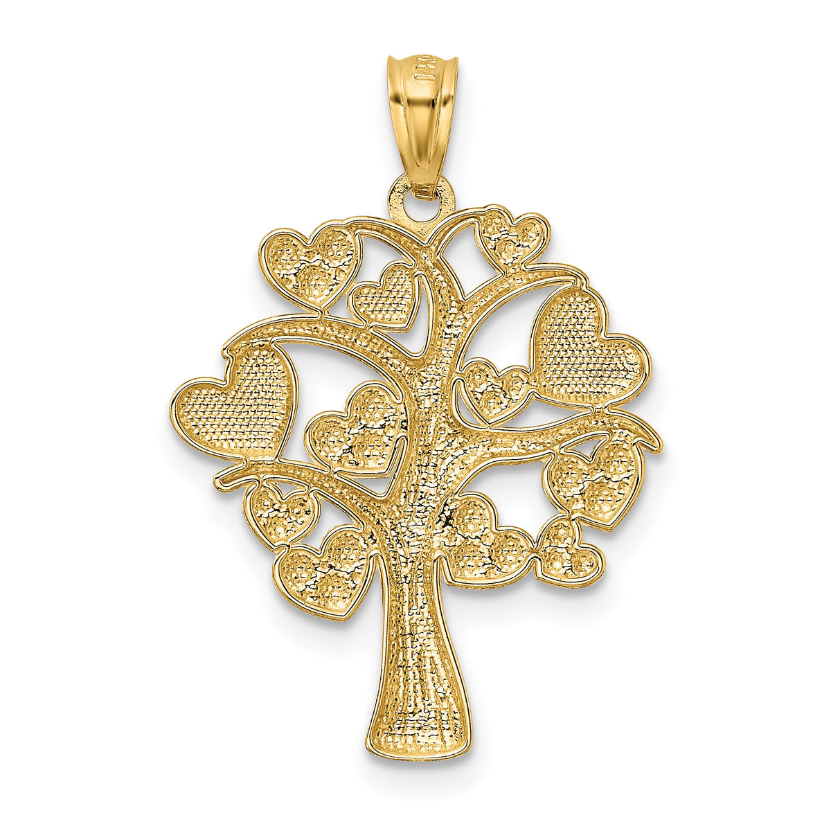 14K and White Rhodium Polished Hearts Tree Pendant-K5866
