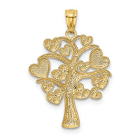 14K and White Rhodium Polished Hearts Tree Pendant-K5866
