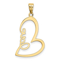 14k Gold Polished LOVE Heart Pendant-K5870