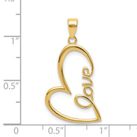 14k Gold Polished LOVE Heart Pendant-K5870