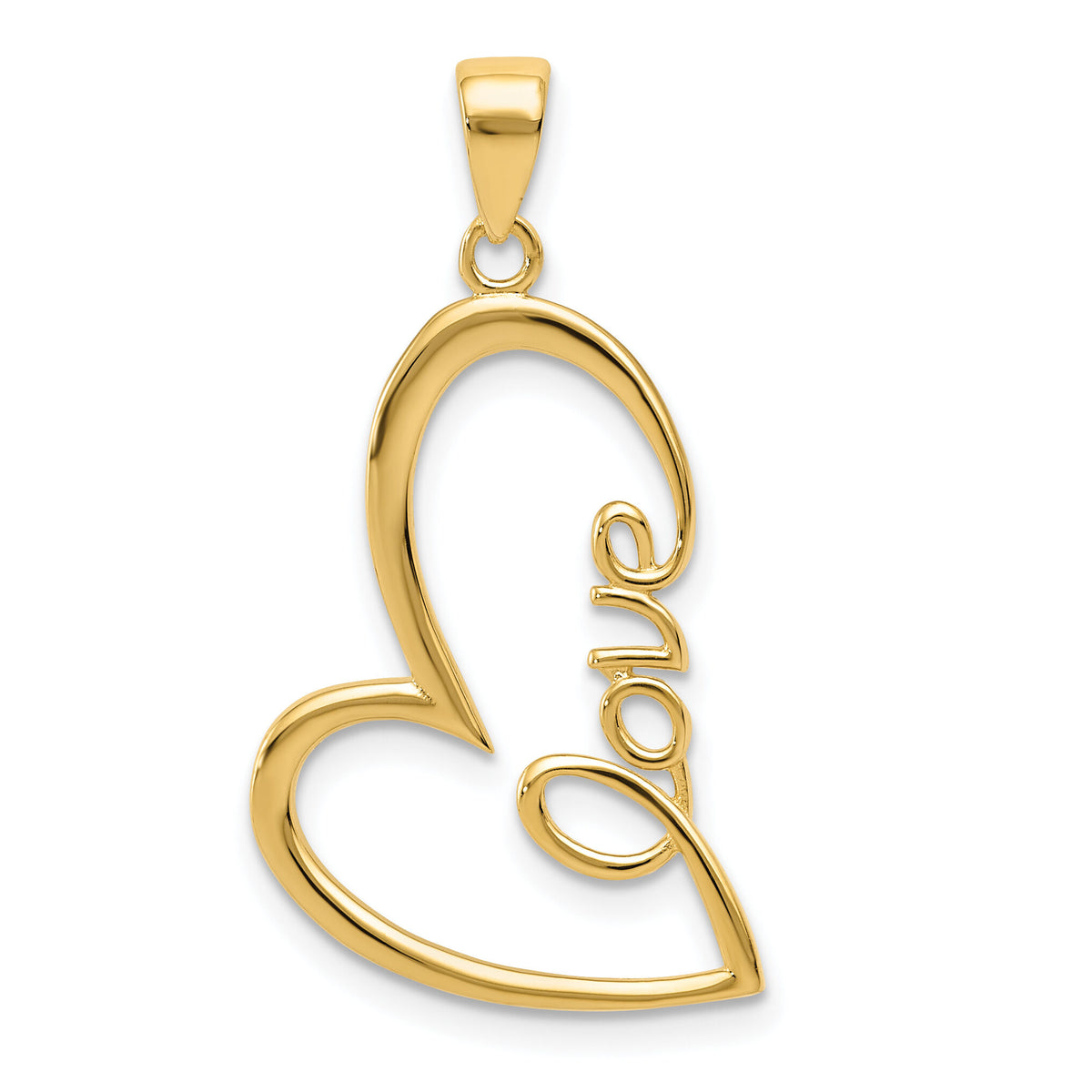 14k Gold Polished LOVE Heart Pendant-K5870