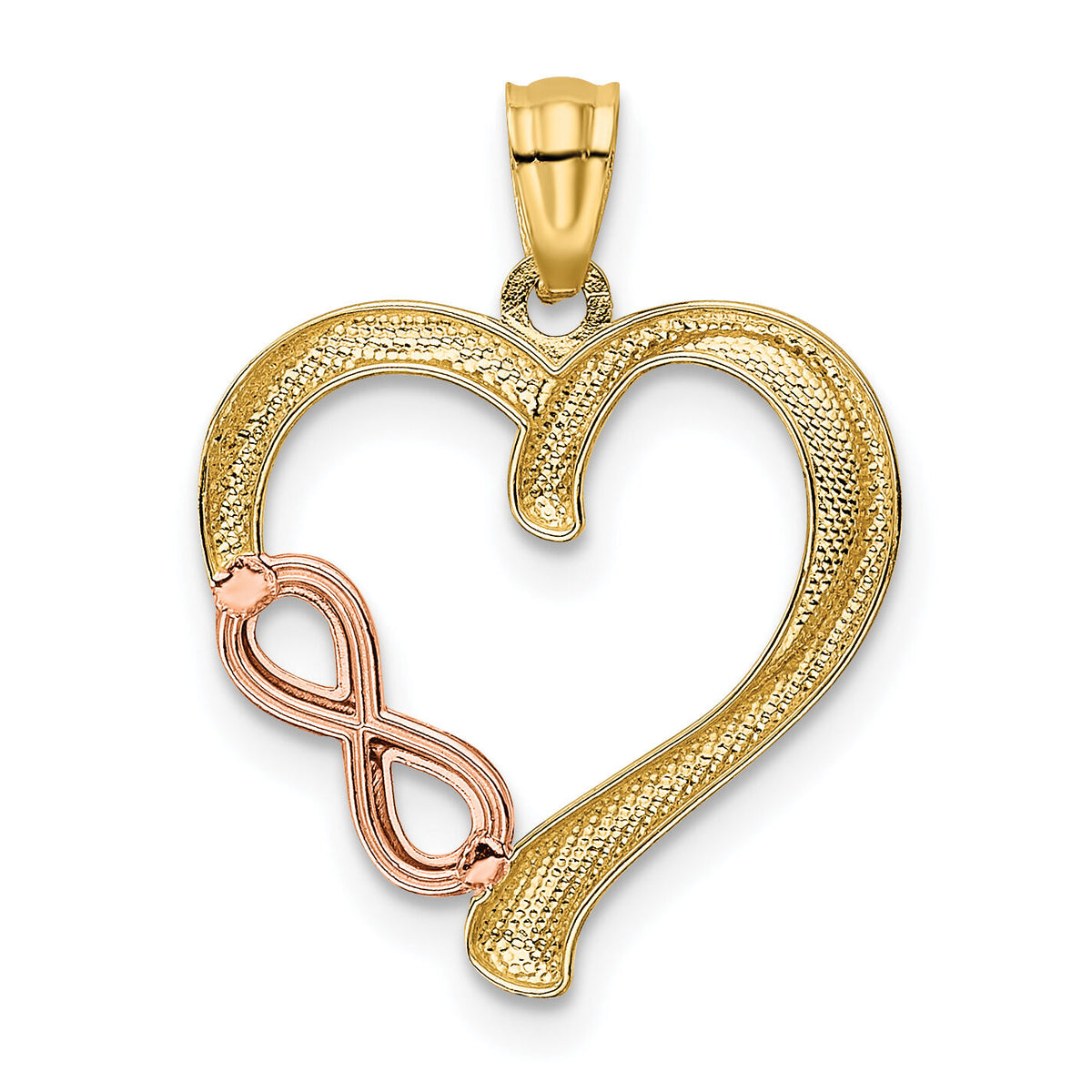 14K Two-tone Polished Infinity Heart Pendant-K5872