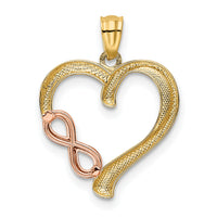 14K Two-tone Polished Infinity Heart Pendant-K5872