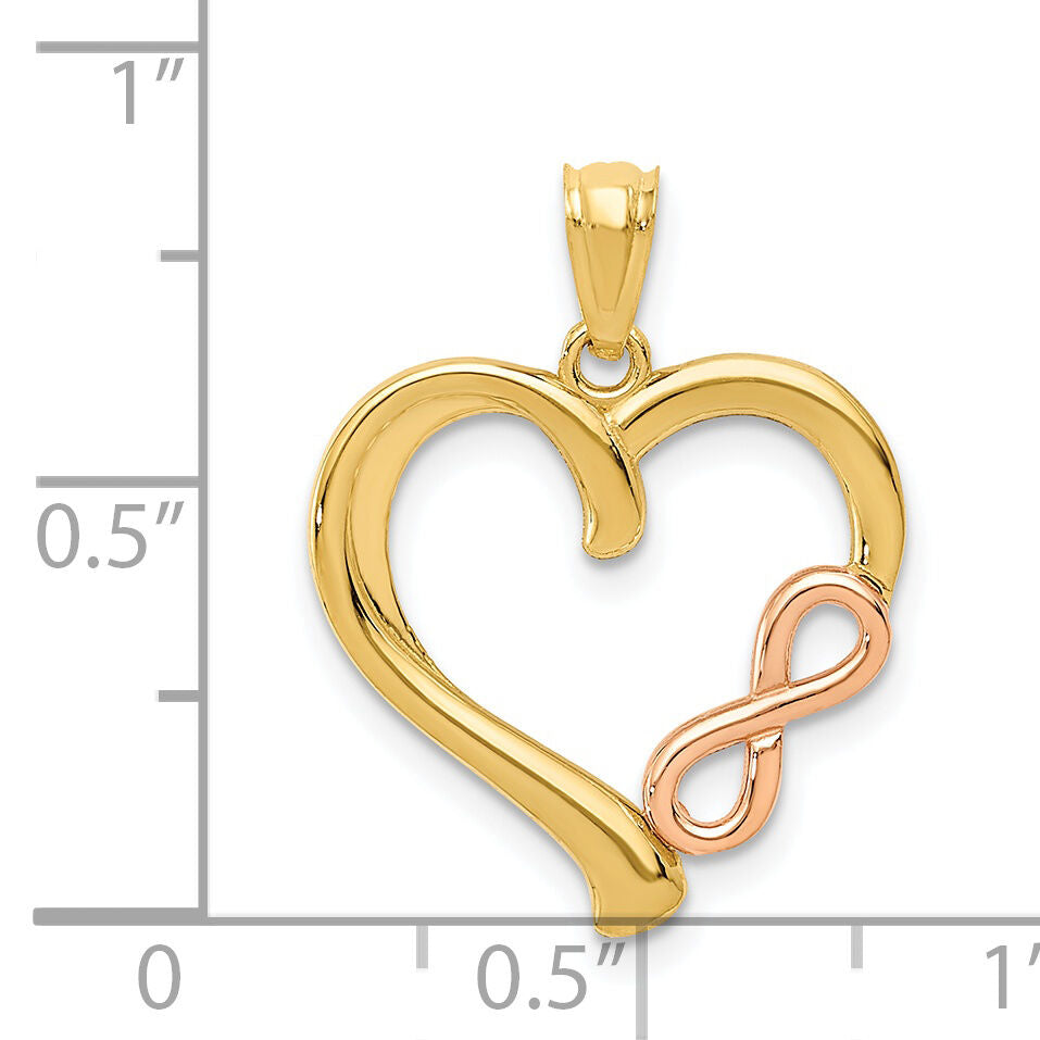 14K Two-tone Polished Infinity Heart Pendant-K5872
