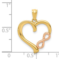 14K Two-tone Polished Infinity Heart Pendant-K5872