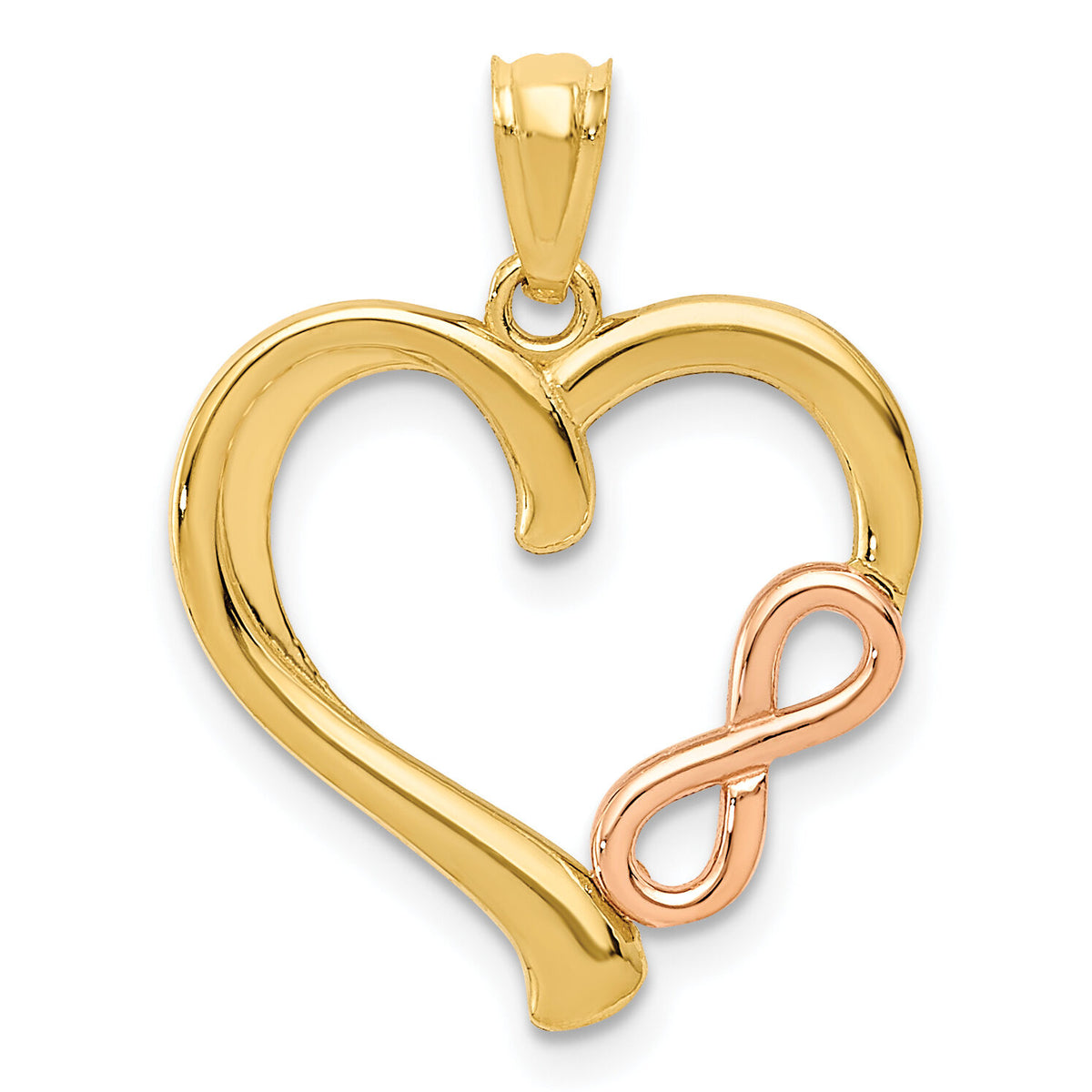 14K Two-tone Polished Infinity Heart Pendant-K5872
