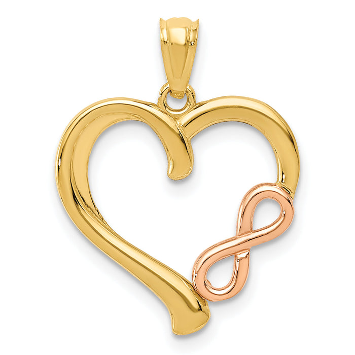14K Two-tone Polished Infinity Heart Pendant-K5872
