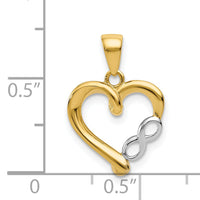14K w/White Rhodium Infinity Heart Pendant-K5873