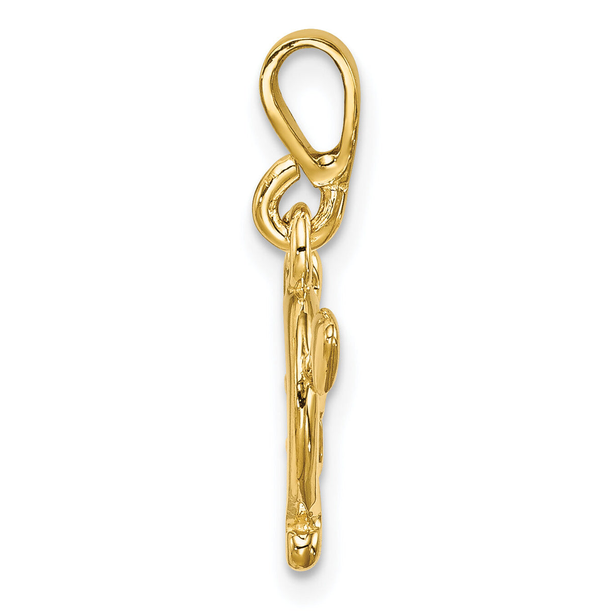 14k Gold Polished Bow and Arrow Pendant-K5874