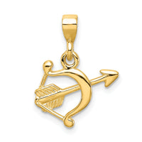 14k Gold Polished Bow and Arrow Pendant-K5874
