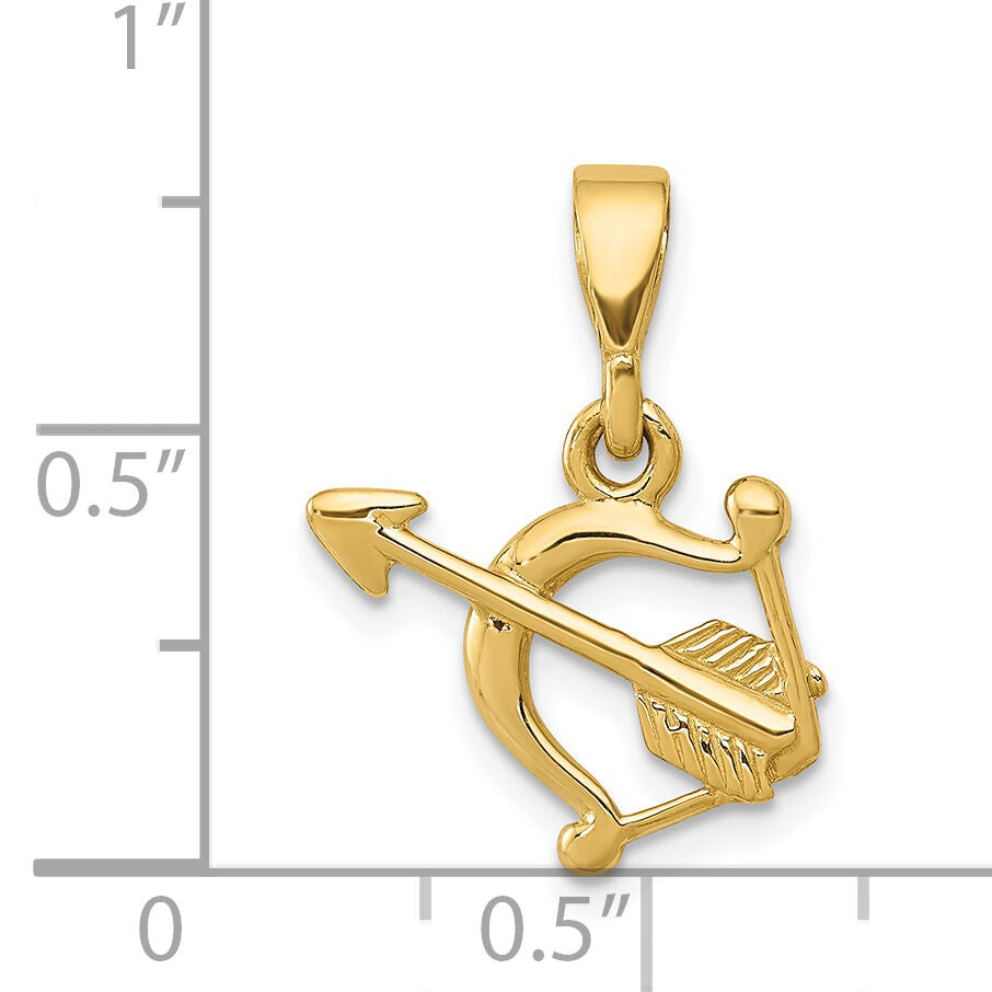 14k Gold Polished Bow and Arrow Pendant-K5874