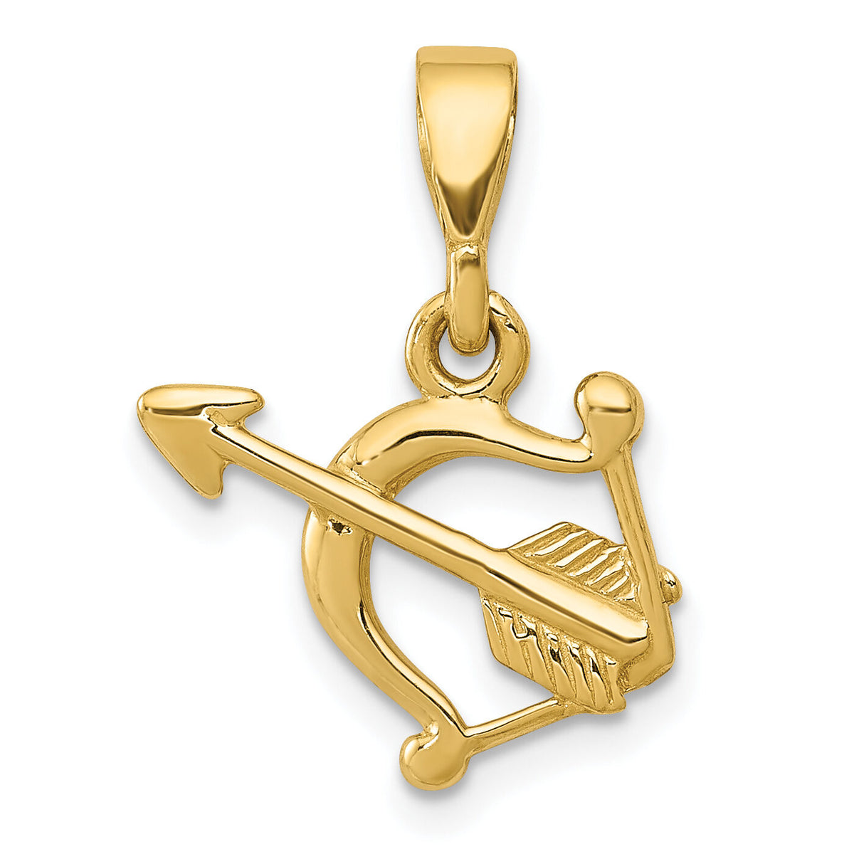 14k Gold Polished Bow and Arrow Pendant-K5874