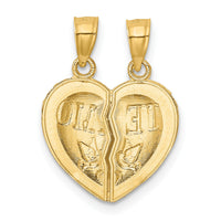 14k Break Apart Diamond-cut TE AMO Heart Pendant-K5877