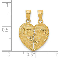 14k Break Apart Diamond-cut TE AMO Heart Pendant-K5877