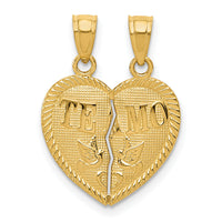 14k Break Apart Diamond-cut TE AMO Heart Pendant-K5877