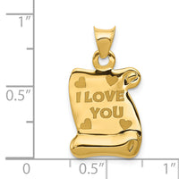 14k Polished/Textured I LOVE YOU Pendant-K5880