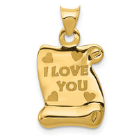 14k Polished/Textured I LOVE YOU Pendant-K5880