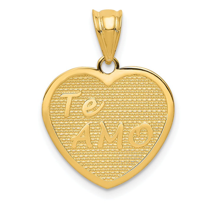 14k Polished Te Amo Heart Pendant-K5881