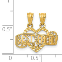 14k Diamond-cut Break Apart BEST FRIEND Heart Pendant-K5882