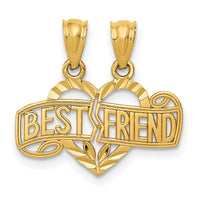 14k Diamond-cut Break Apart BEST FRIEND Heart Pendant-K5882