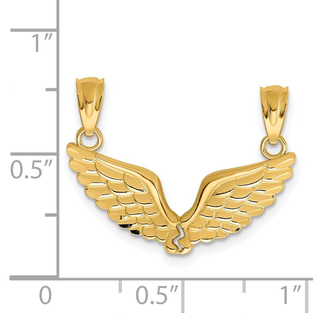 14K Polished 2 Piece Break Apart Angel Wings Pendants-K5883