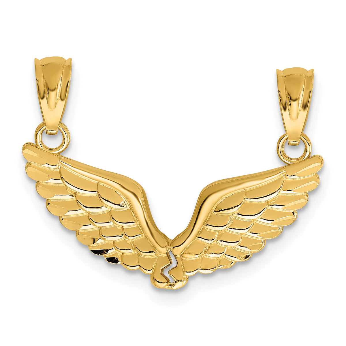 14K Polished 2 Piece Break Apart Angel Wings Pendants-K5883