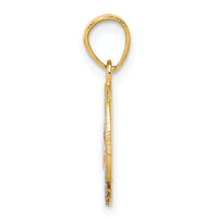 14k Two-tone w/White Rhodium CZ 15 Pendant-K5884