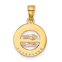 14k Two-tone w/White Rhodium CZ 15 Pendant-K5884