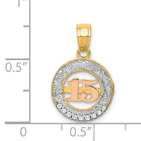 14k Two-tone w/White Rhodium CZ 15 Pendant-K5884