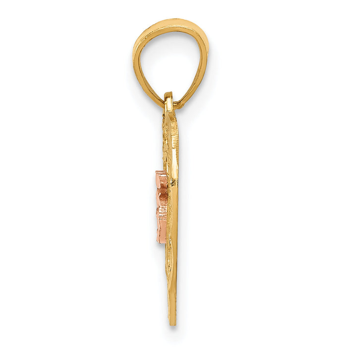 14k Two-tone Diamond-cut 15 Pendant-K5886