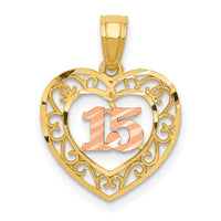 14k Two-tone Diamond-cut 15 Pendant-K5886