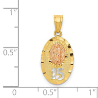 14k Two-tone w/White Rhod D/C Lady of Guadalupe 15 Pendant-K5887