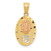 14k Two-tone w/White Rhod D/C Lady of Guadalupe 15 Pendant-K5887