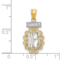 14k w/Rhodium SWEET 16 w/Filigree Pendant-K5888