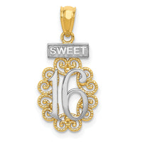 14k w/Rhodium SWEET 16 w/Filigree Pendant-K5888