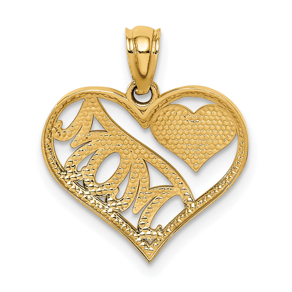 14k Polished MOM and Heart In Heart Pendant-K5891
