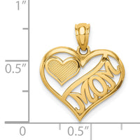 14k Polished MOM and Heart In Heart Pendant-K5891